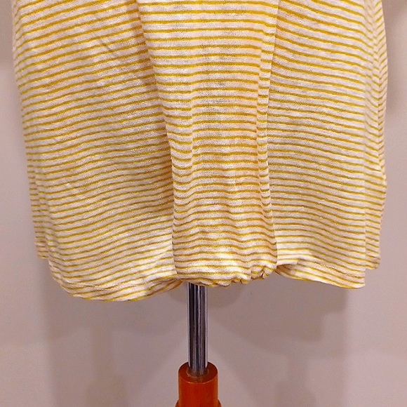 Tahari Striped Linen Hem Tie Yellow & White Tee NEW- Sz. Med - Picture 4 of 8
